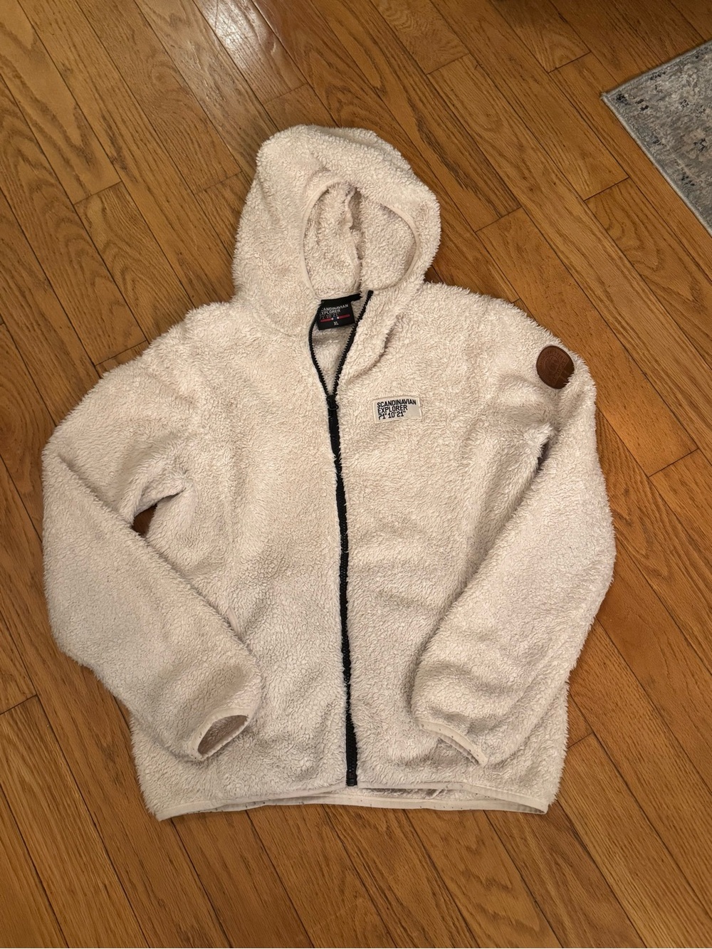 Scandinavian Explorer Full Zip Fleece Hoodie Jacket Cream XL Outdoor Hiking